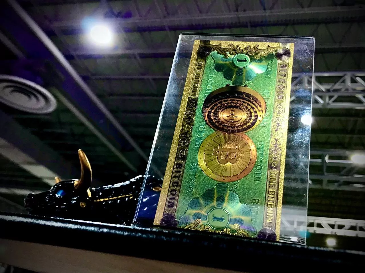 One Bitcoin, as a banknote