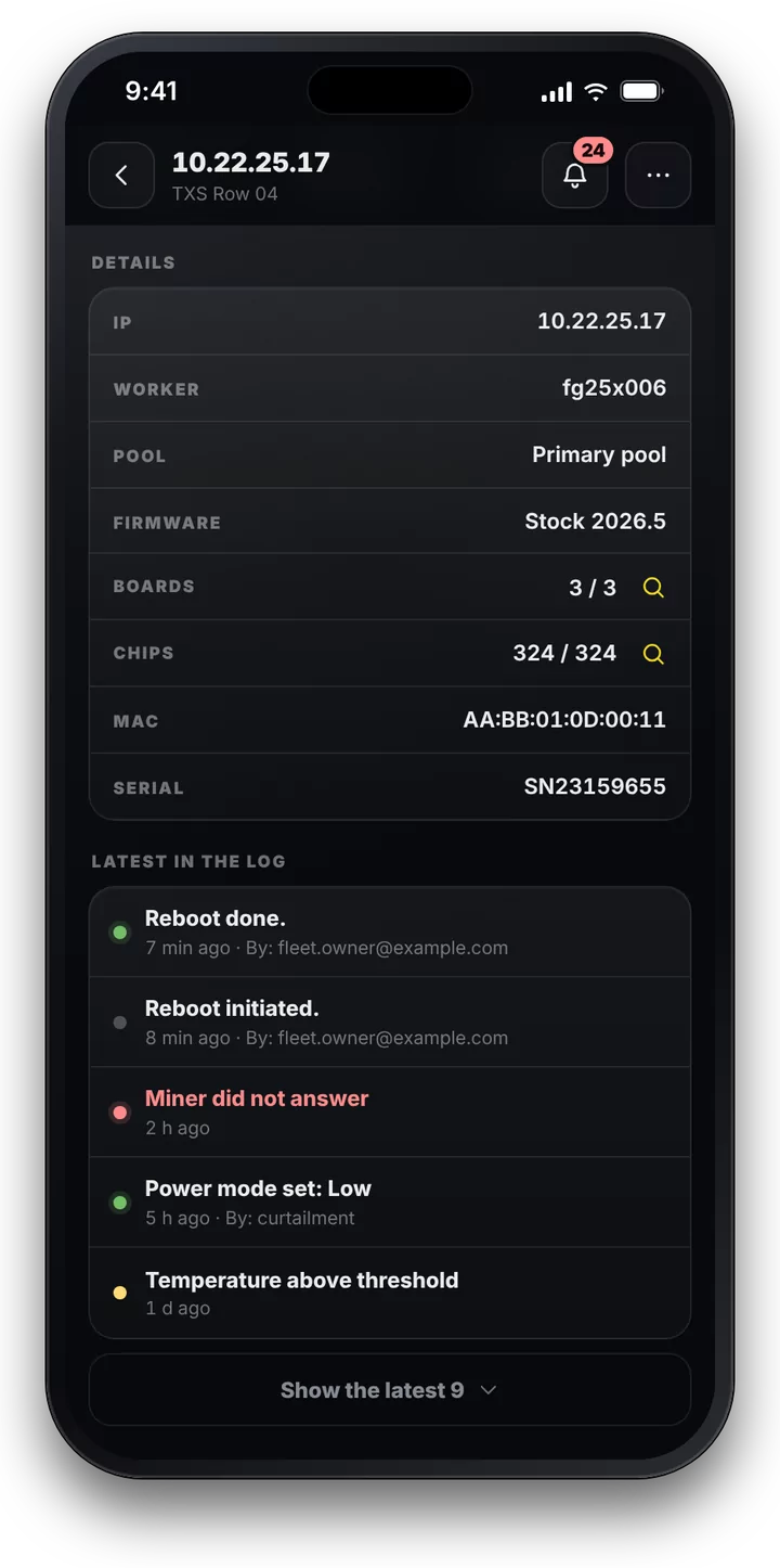 A miner's details