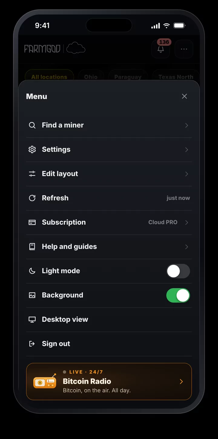 Both switches in the menu