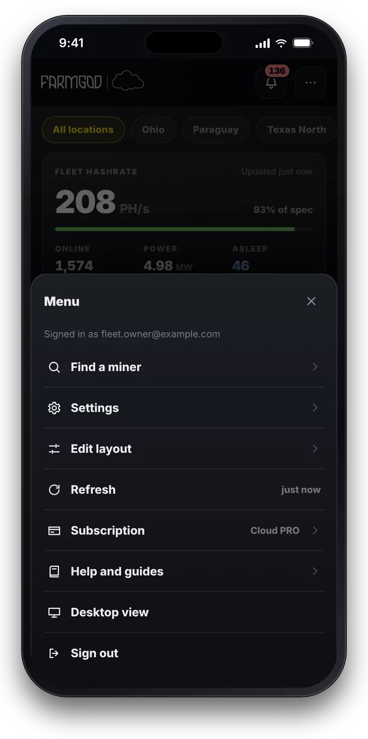 The menu