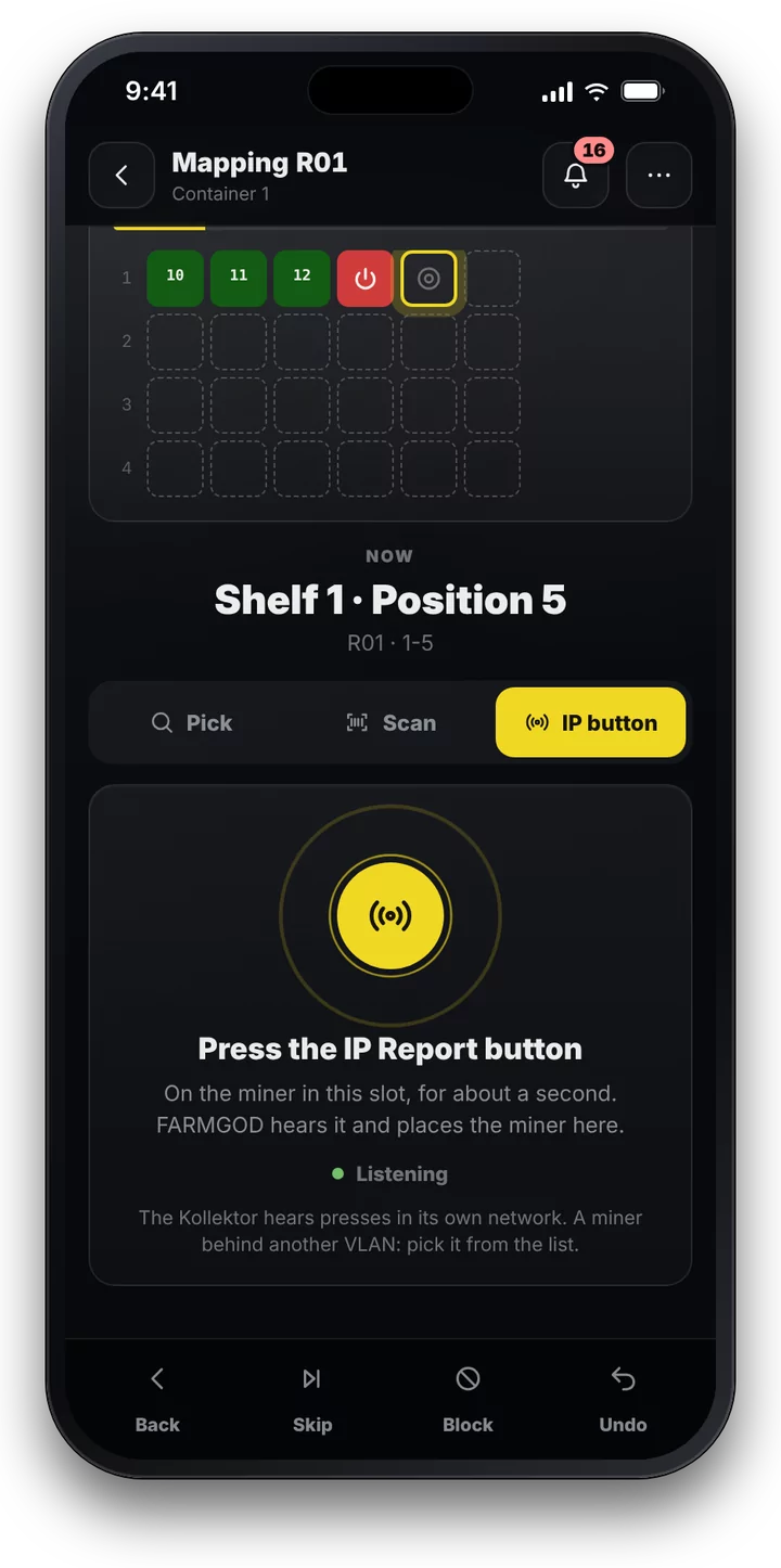 IP button: listening