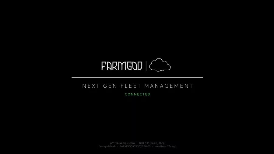 FARMGOD.OS showing CONNECTED